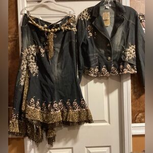 BEAUTIFUL DENIM AND GOLD SET